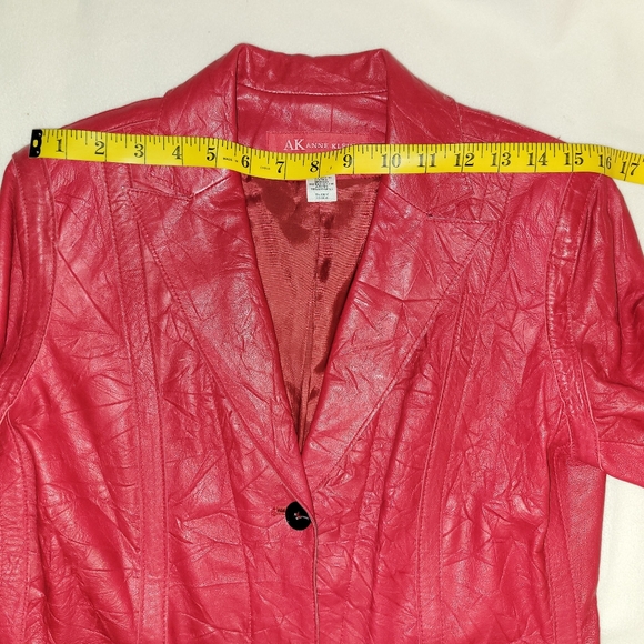 Anne Klein Women’s Size Small Red Genuine Leather Motorcycle Style Jacket - Picture 3 of 7